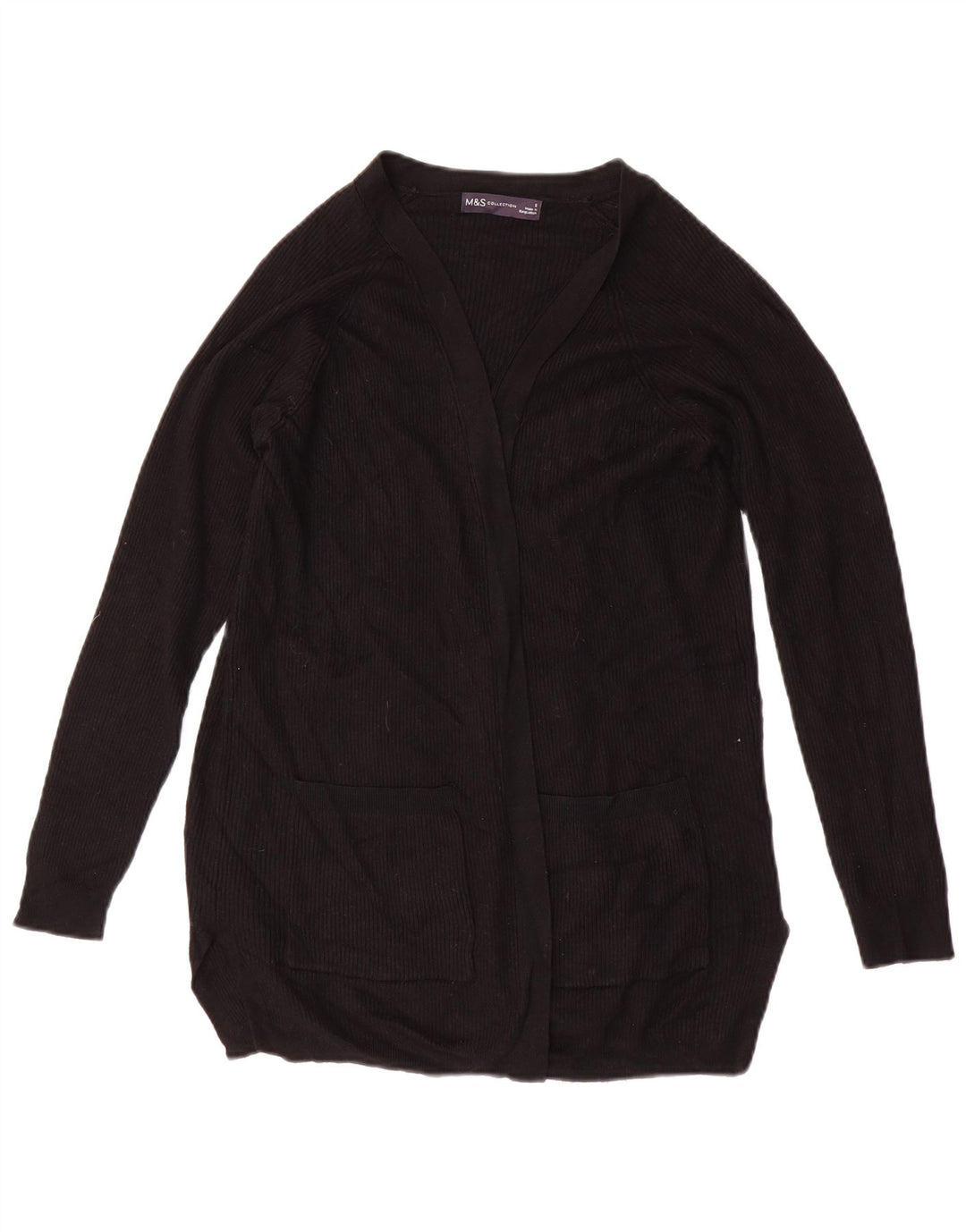 Marks & Spencer Offener Damen-Cardigan-Pullover UK 10 Small Schwarze Viskose