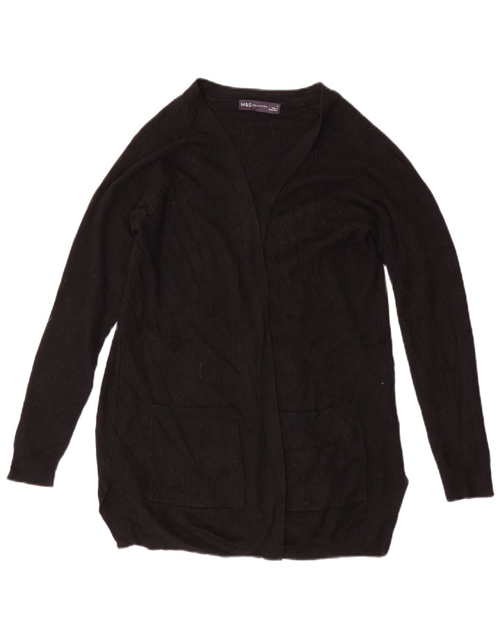 Marks & Spencer Offener Damen-Cardigan-Pullover UK 10 Small Schwarze Viskose