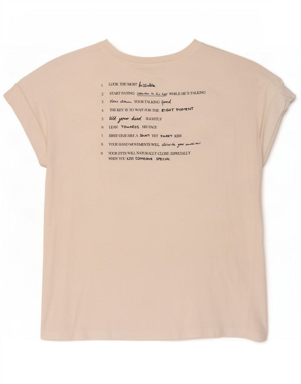 Übergroßes Grafik-T-Shirt-Oberteil von Zara für Damen, UK 10, Größe S, Weiß