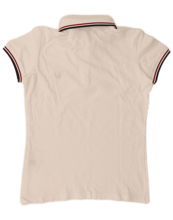 Fred Perry Damen Poloshirt UK 14 Mittelweiße Baumwolle