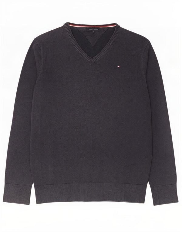 Tommy Hilfiger Jungen-Pullover mit V-Ausschnitt, 15–16 Jahre, marineblaue Baumwolle