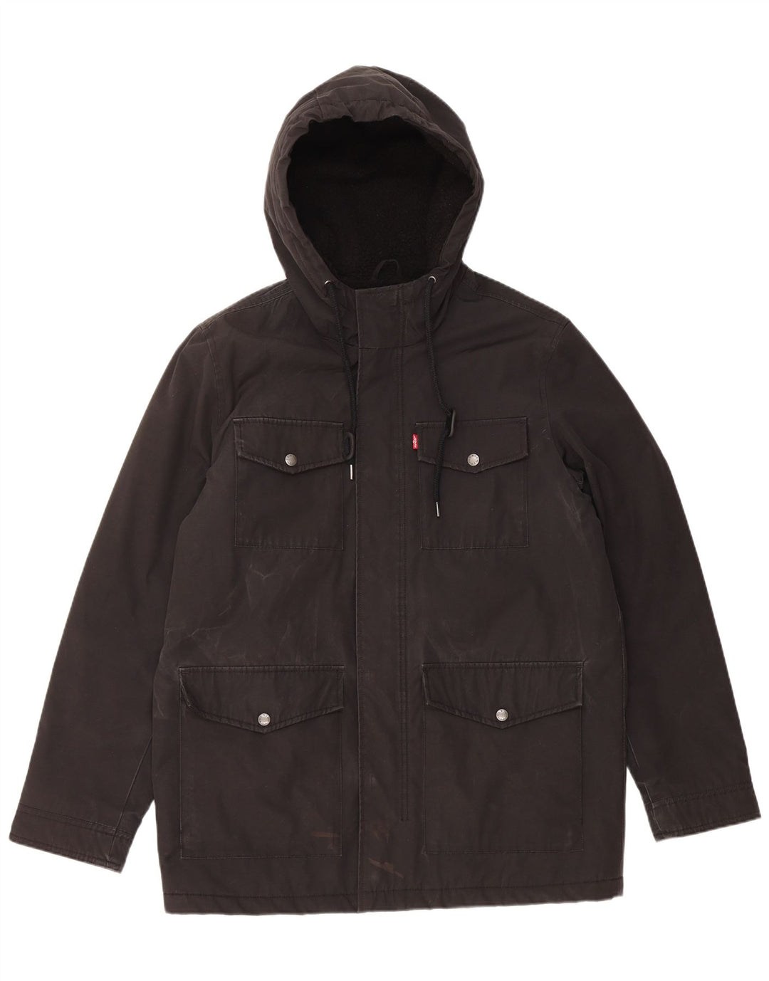 Levi's Herren-Windbreakerjacke mit Kapuze, UK 38, Mittelschwarz, Polyester