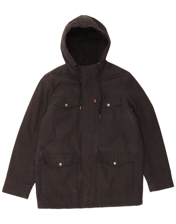 Levi's Herren-Windbreakerjacke mit Kapuze, UK 38, Mittelschwarz, Polyester