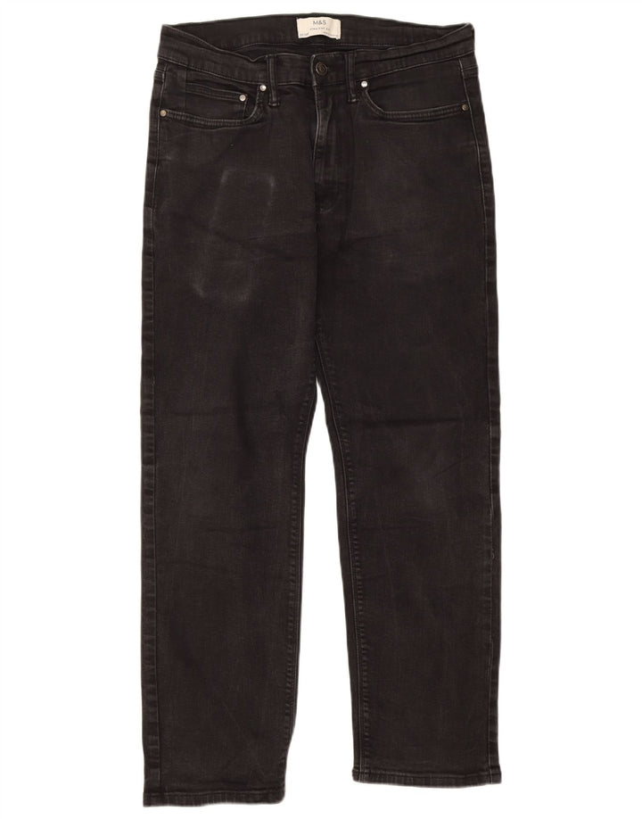 Marks & Spencer Herren Straight Jeans W32 L29 Schwarze Baumwolle
