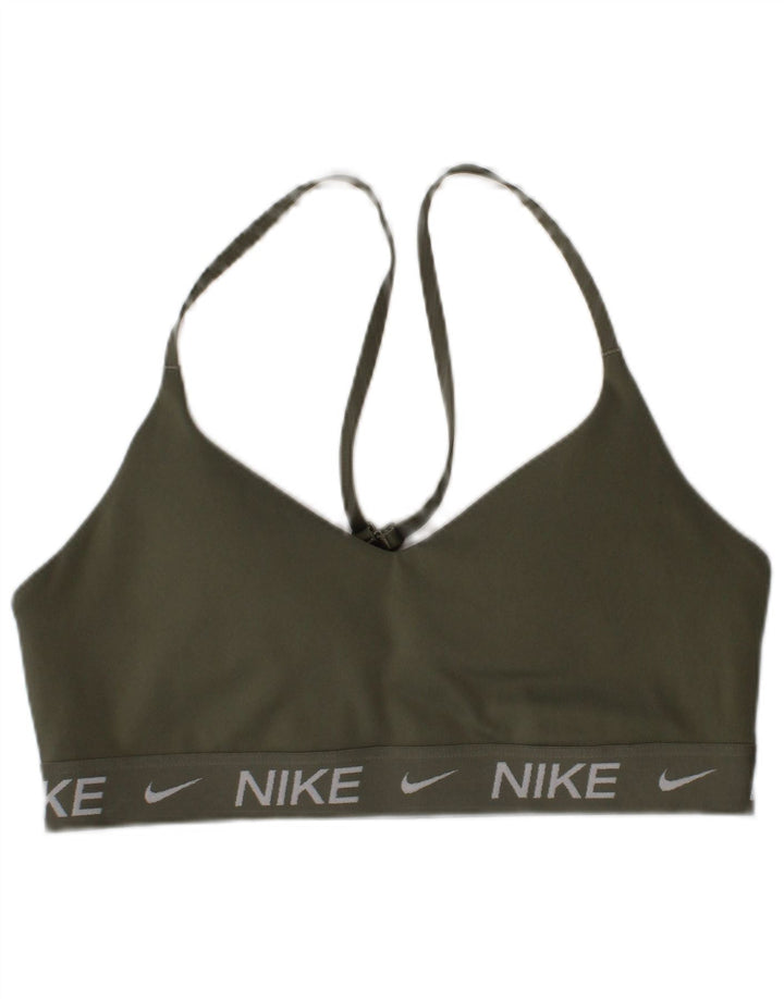Nike Damen Graphic Sport-BH-Oberteil, klein, Khaki, Polyester, Sport