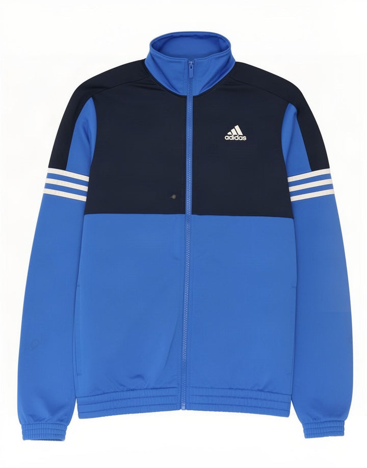 Adidas Herren-Trainingsanzug-Oberteiljacke UK 38/40 Mittelblaues Colourblock-Polyester