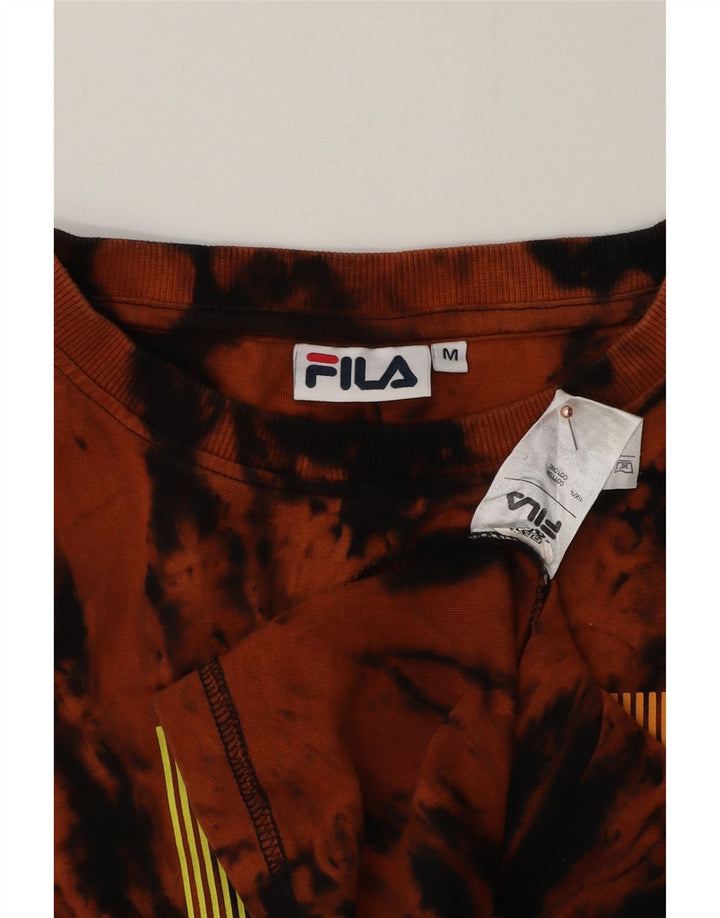 Fila Herren Grafik-T-Shirt-Oberteil Mittelorange Batik-Baumwolle
