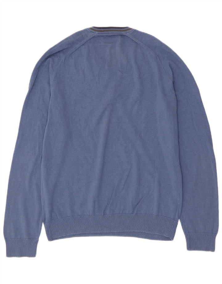 PENGUIN Herren-Pullover mit V-Ausschnitt, groß, aus blauer Baumwolle