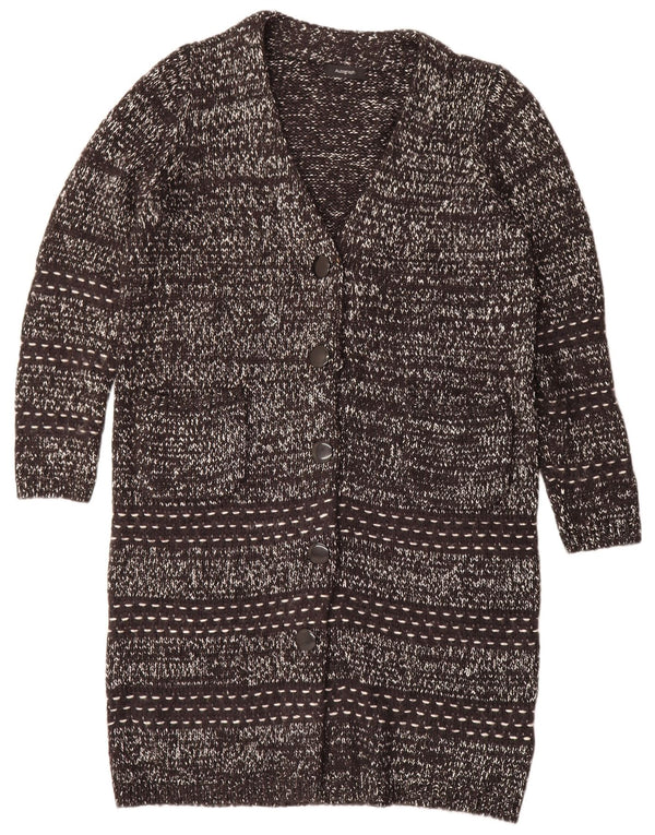Marks & Spencer Damen Longline-Cardigan-Pullover UK 16 Large Schwarz meliert
