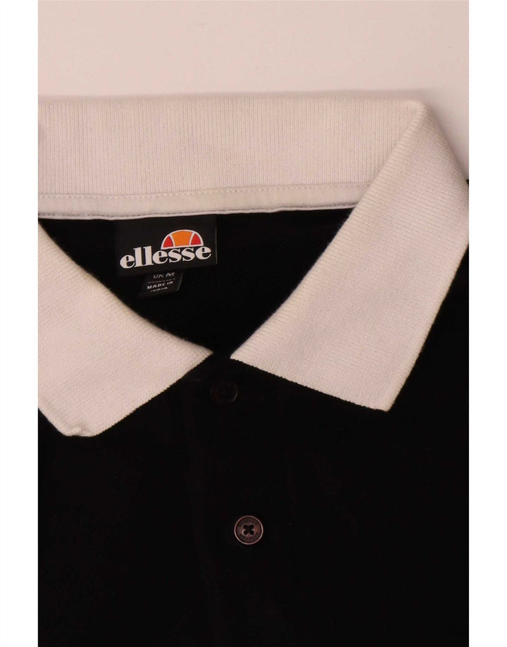 Ellesse Herren-Sweatshirt mit Polokragen, Mittelschwarz, Baumwolle mit Blockfarben