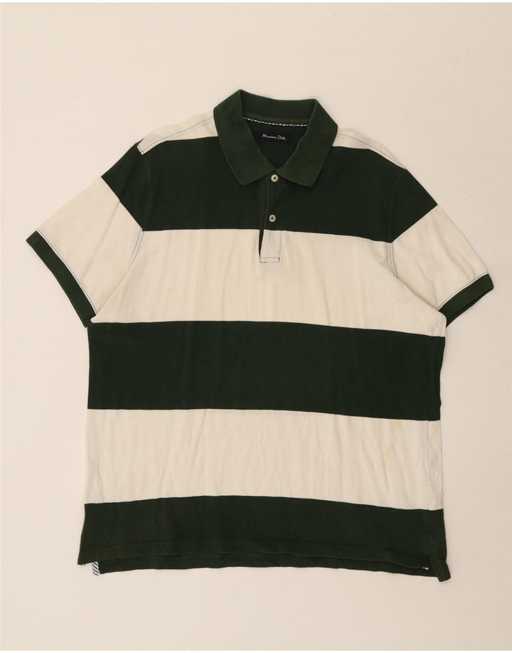 Massimo Dutti Herren-Poloshirt, groß, grün gestreift, Baumwolle