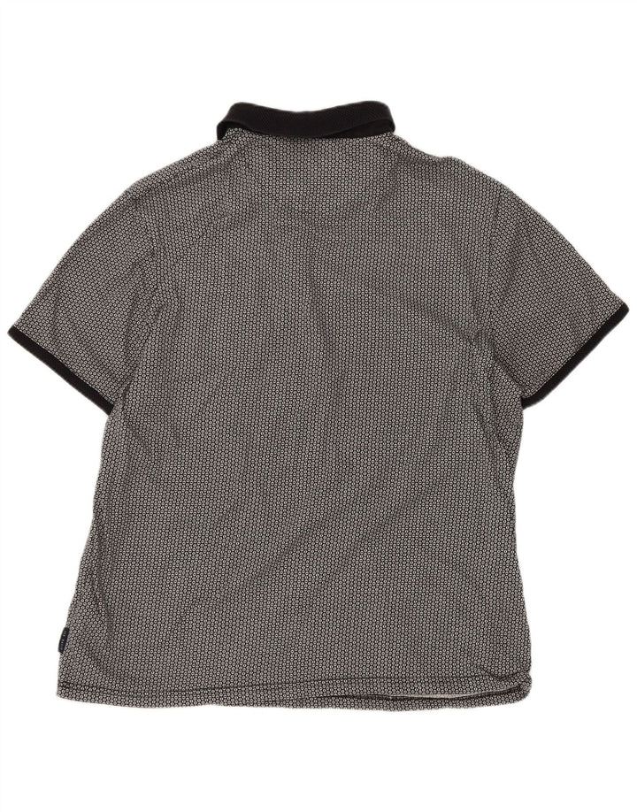 Ted Baker Herren-Poloshirt, Größe 5 XL, schwarze geometrische Baumwolle