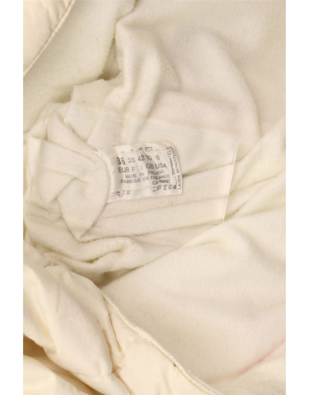 Vintage Damen Übergroßer gepolsterter Mantel UK 10 Kleines weißes Paisley-Polyester