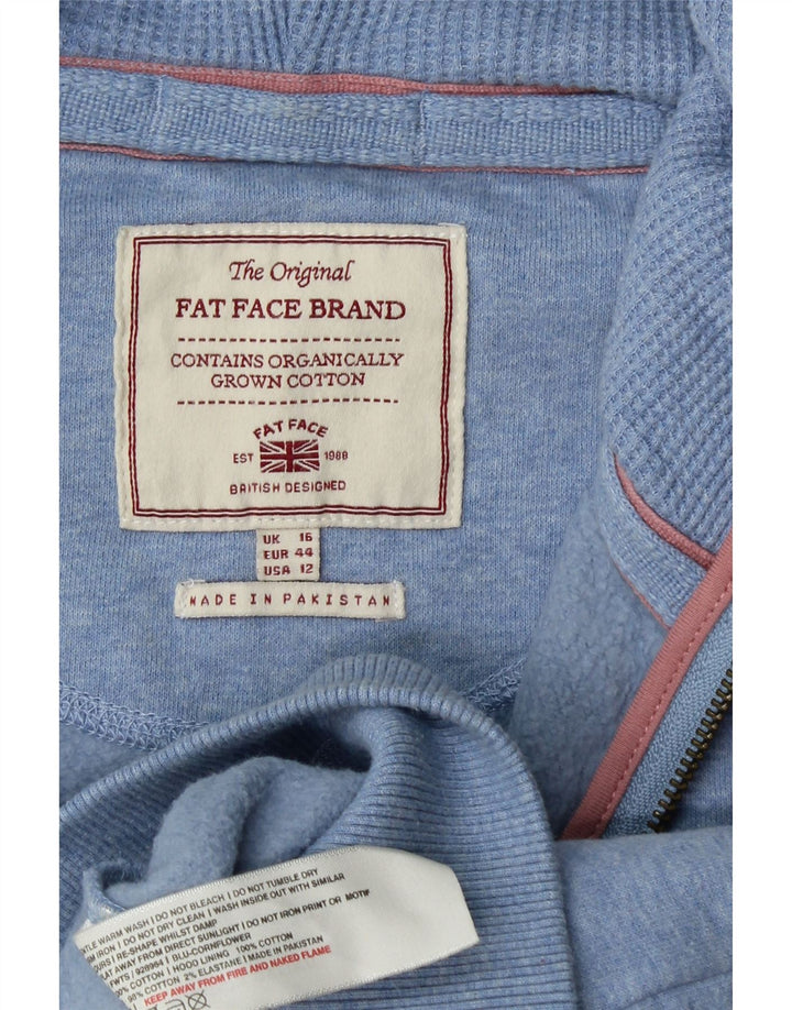 FAT FACE Damen-Kapuzenpullover mit Reißverschluss, UK 16, Größe L, Blau, Baumwolle