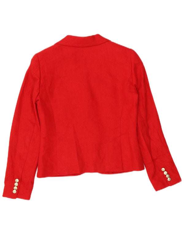 Ralph Lauren Womens Petite Crop 3 Button Blazer Jacke US 2 XS Rotes Leinen