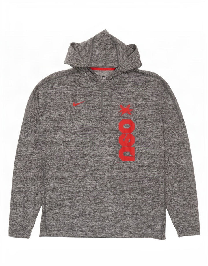 Nike Herren Dri Fit Kapuzenshirt mit Grafik, langärmlig, groß, grau gefleckt