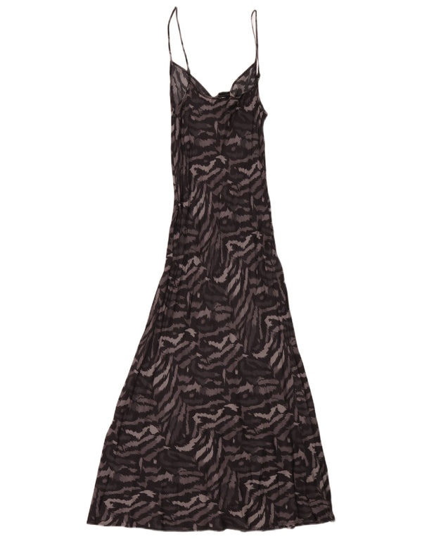 All Saints Damen Ärmelloses Maxikleid UK 6 XS Schwarz Viskose mit Animal-Print