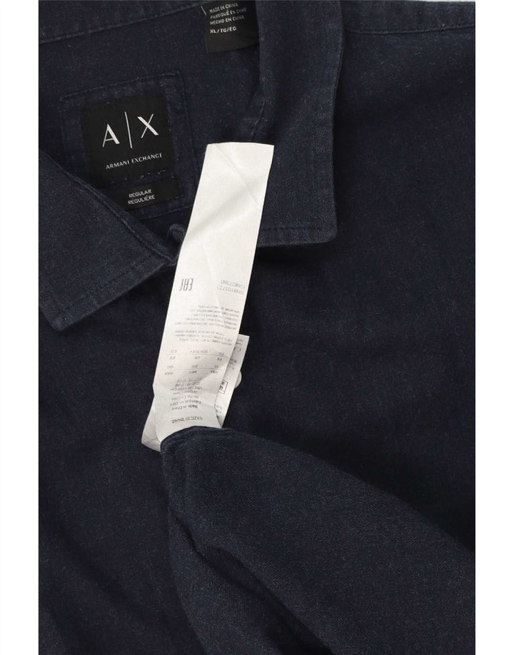 Armani Exchange Herrenhemd XL Marineblau Baumwolle