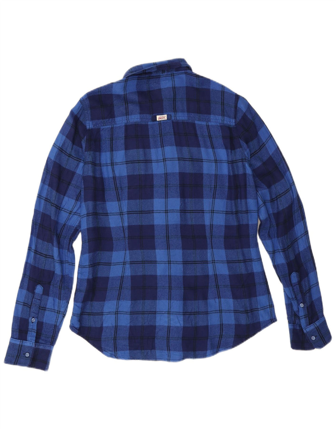 Superdry Damen Flanellhemd UK 14 Mittelblau karierte Viskose