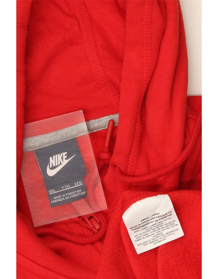 Nike Herren-Kapuzenpullover mit Reißverschluss, 2XL, rote Baumwolle