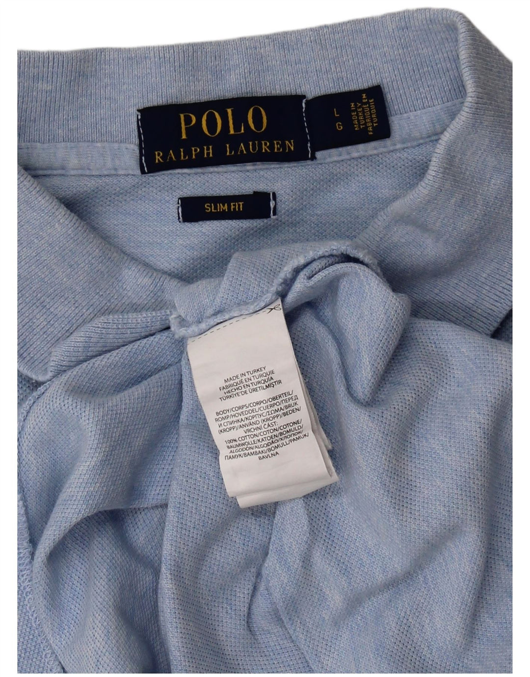 POLO RALPH LAUREN Herren-Poloshirt mit schmaler Passform, große, blau gesprenkelte Baumwolle