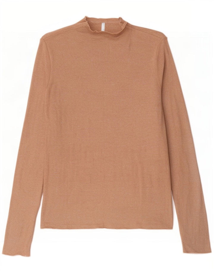 Zara Damen Bluse Top UK 14 Mittelbeige Viskose