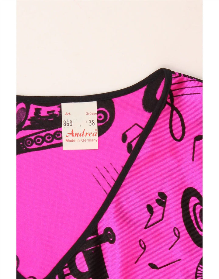 VINTAGE Womens Abstract Pattern Sleeveless Bodysuit EU 38 Medium Pink