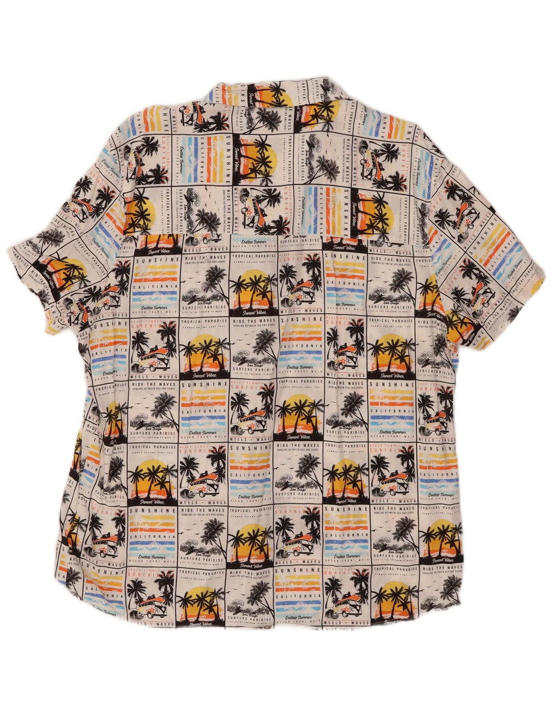 LIVERGY Herren-Kurzarmhemd, Größe 43/44, XL, weiße Viskose, hawaiianisch