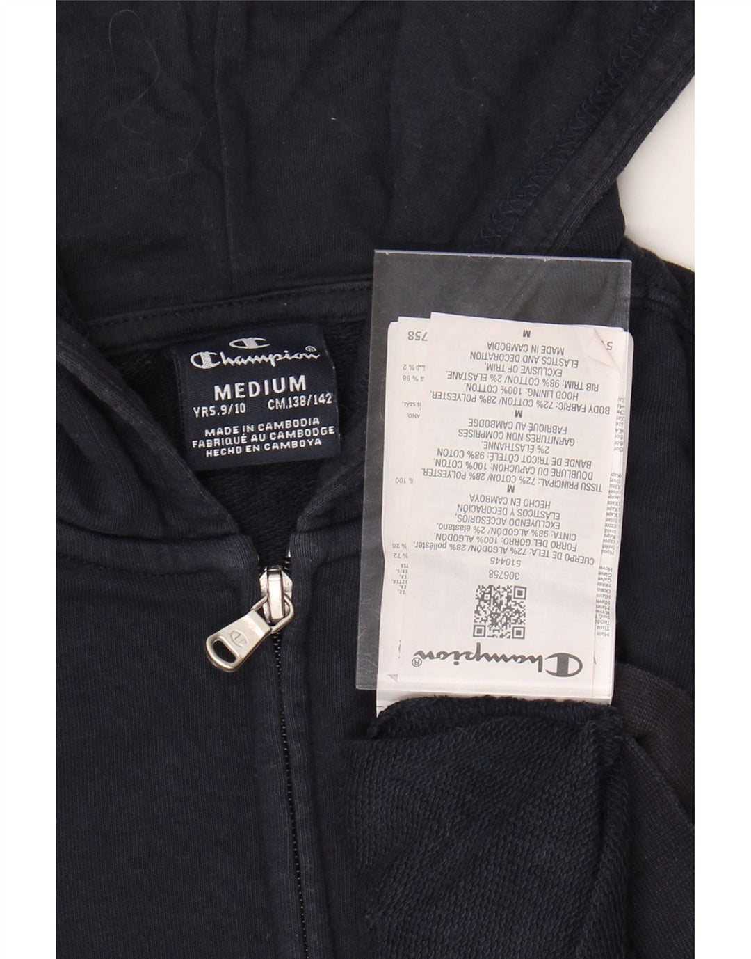 CHAMPION Kapuzenpullover mit grafischem Reißverschluss für Jungen, 9–10 Jahre, mittleres Marineblau