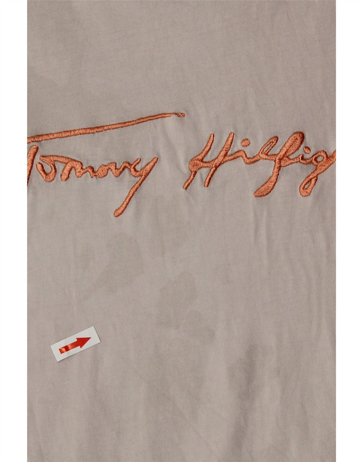 Tommy Hilfiger Damen Grafik-T-Shirt-Oberteil UK 14 Mittelgraue Baumwolle