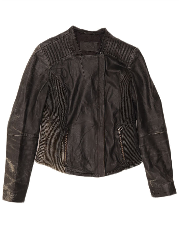 Conbipel Damen-Bikerjacke aus Leder, Größe 42, kleines schwarzes Leder