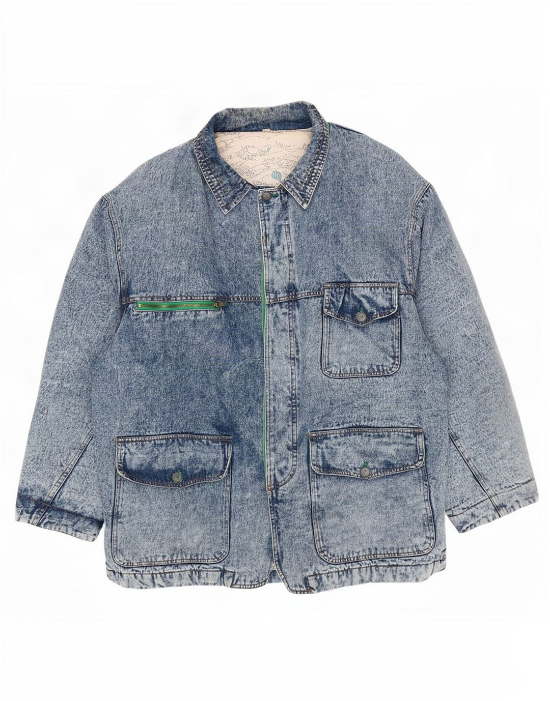 Vintage Herren Jeansmantel IT 60/62 5XL Blaue Baumwolle