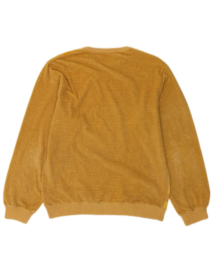 Vintage Herren-Pullover mit Rundhalsausschnitt, mittelbraun, gestreift, Baumwolle