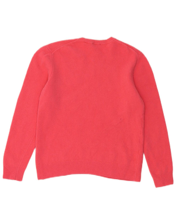 Benetton Womens Crop Crew Neck Pullover Pullover UK 4 XS Rosa Schurwolle