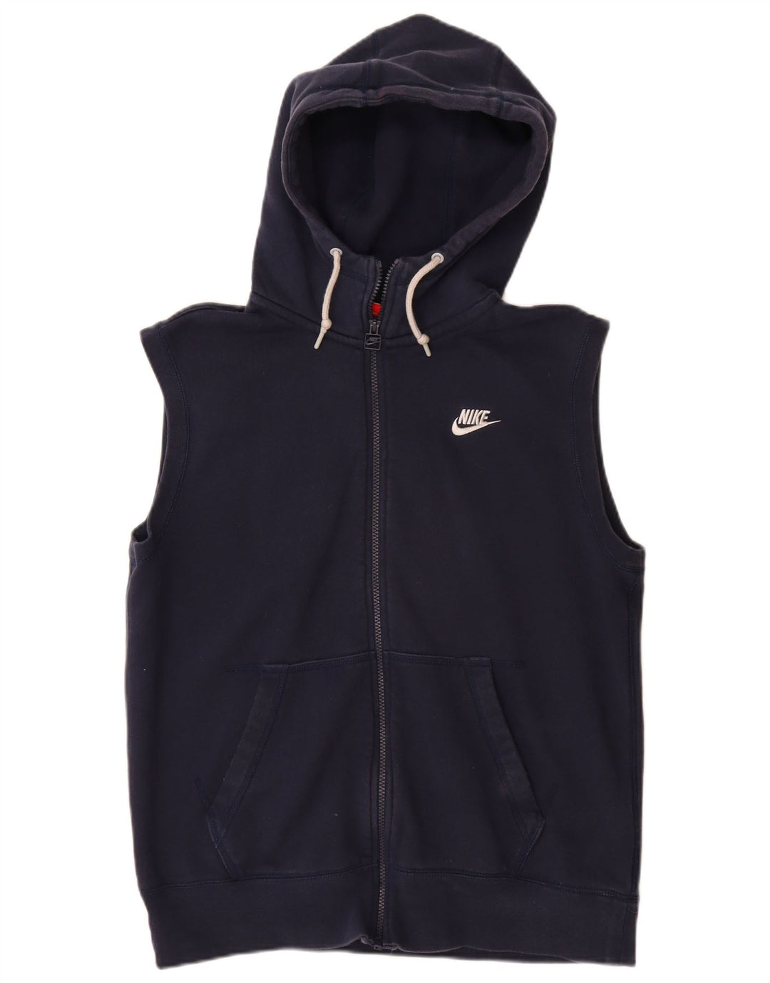 NIKE Damen-Kapuzenpullover, ärmellos, mit Reißverschluss, UK 16, Größe L, Marineblau, Baumwolle