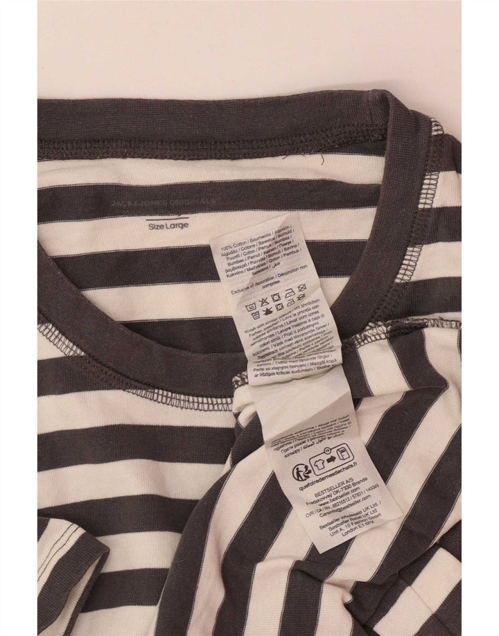 Jack & Jones Herren-T-Shirt-Oberteil, groß, grau gestreift, Baumwolle