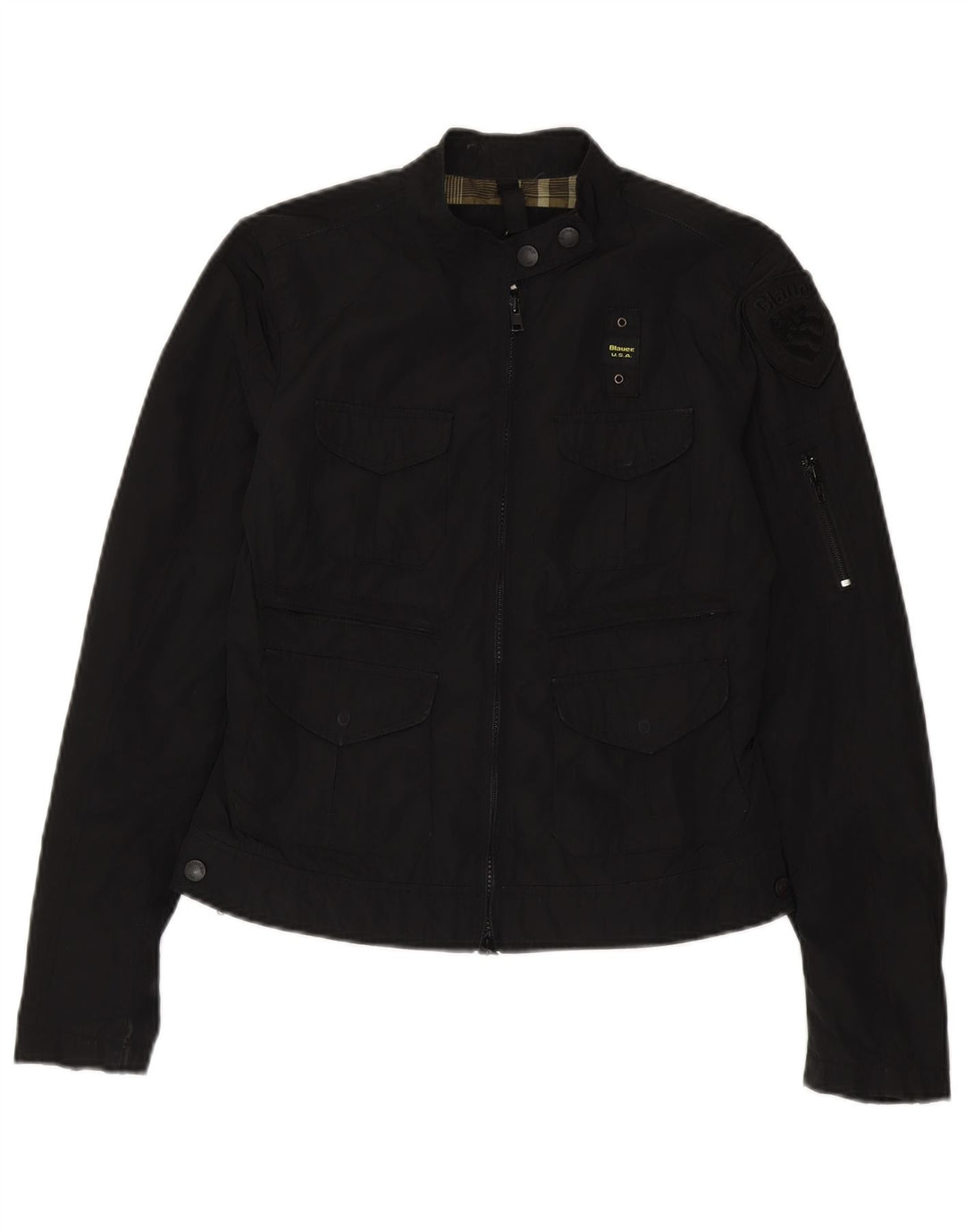 Blauer Womens Utility Jacke UK 14 Mittelschwarzes Polyester