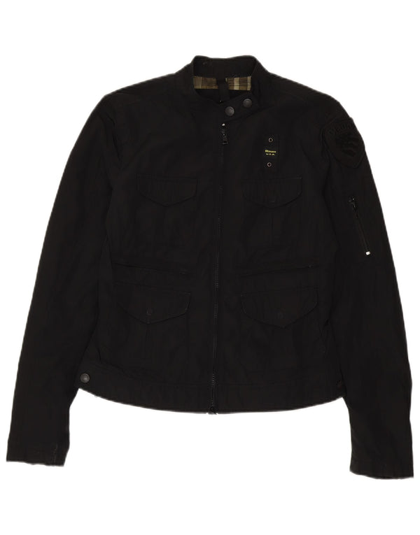 Blauer Womens Utility Jacke UK 14 Mittelschwarzes Polyester