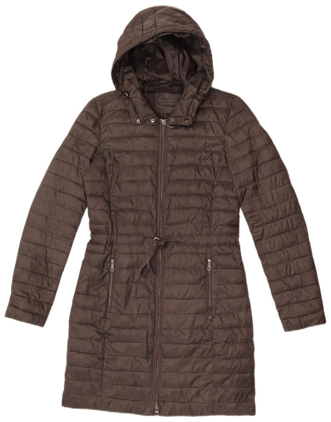 Massimo Dutti Wattierter Damenmantel mit Kapuze, UK 10, Größe S, Khaki, Polyester