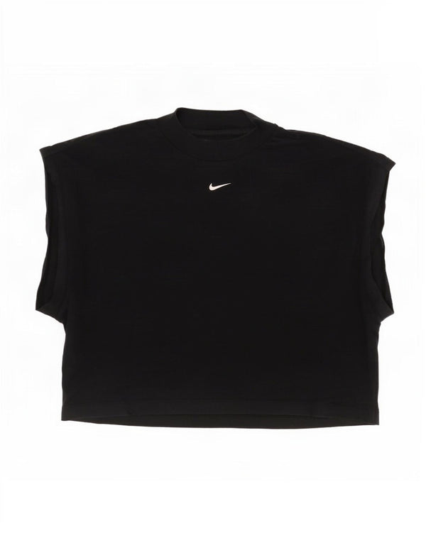 Nike Damen Crop Oversize T-Shirt Top UK 14 Mittelschwarze Baumwolle