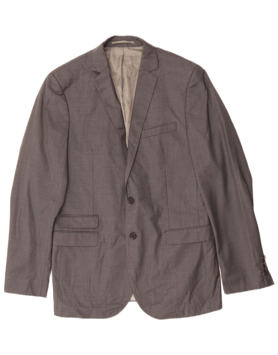 French Connection Herren-Blazer mit 2 Knöpfen, schmale Passform, Größe 52, XL, graue Wolle
