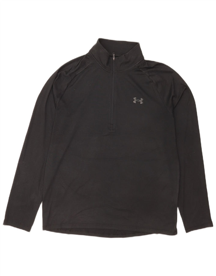 Under Armour Herren-Pullover-Trainingsanzugoberteil mit Reißverschluss und Halsausschnitt, mittelgroß, Schwarz