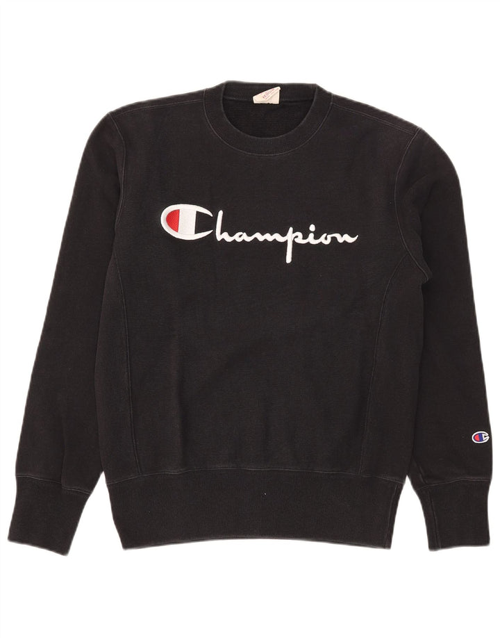 Champion Herren-Sweatshirt mit Reverse Weave-Grafik, mittelschwarze Baumwolle