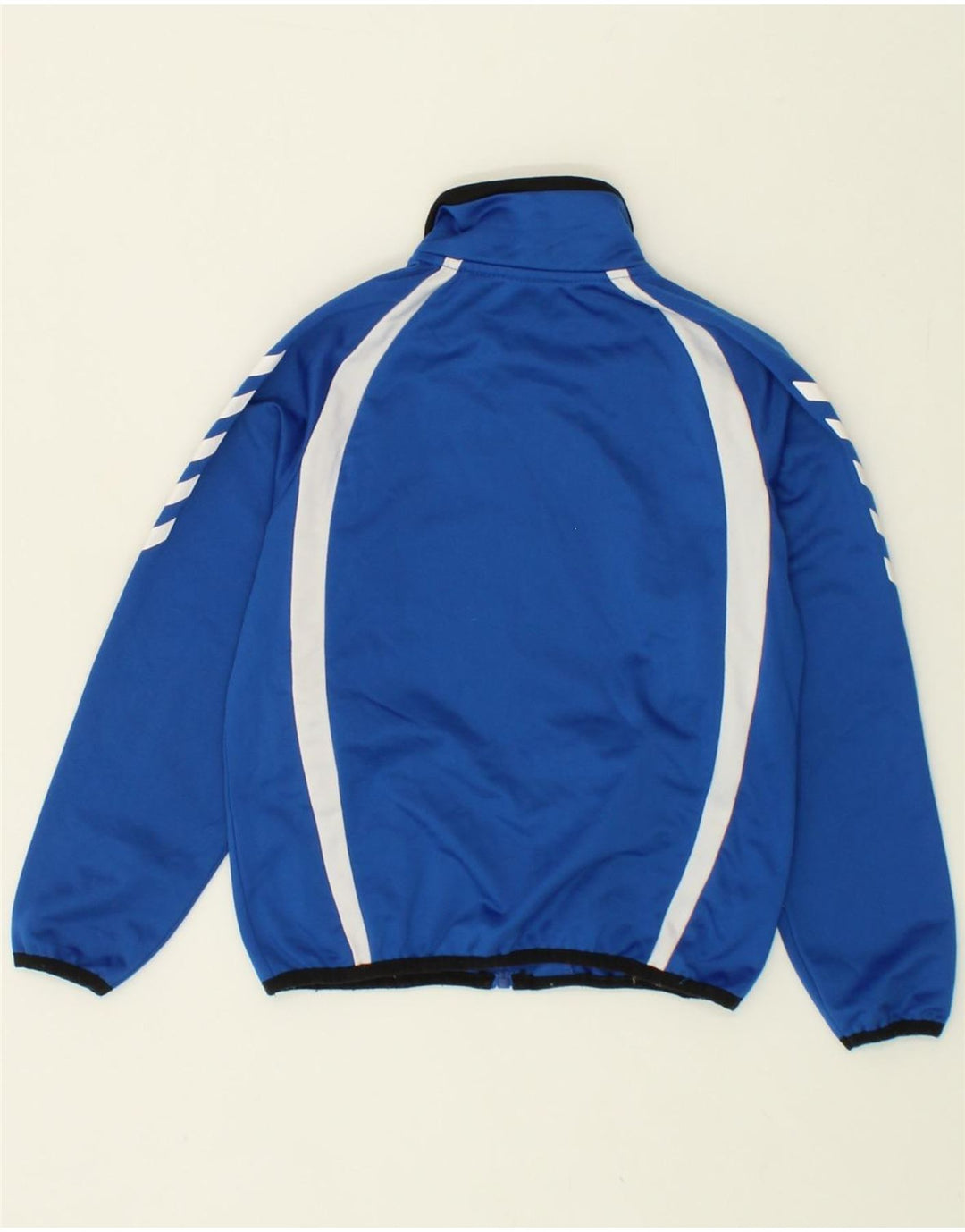 HUMMEL Boys Graphic Tracksuit Top Jacket 5-6 Years Blue Colourblock Vintage Hummel and Second-Hand Hummel from Messina Hembry 