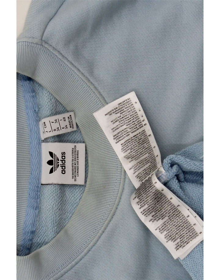 Adidas Damen Graphic Oversized Sweatshirt Pullover UK 8 Small Blaue Baumwolle