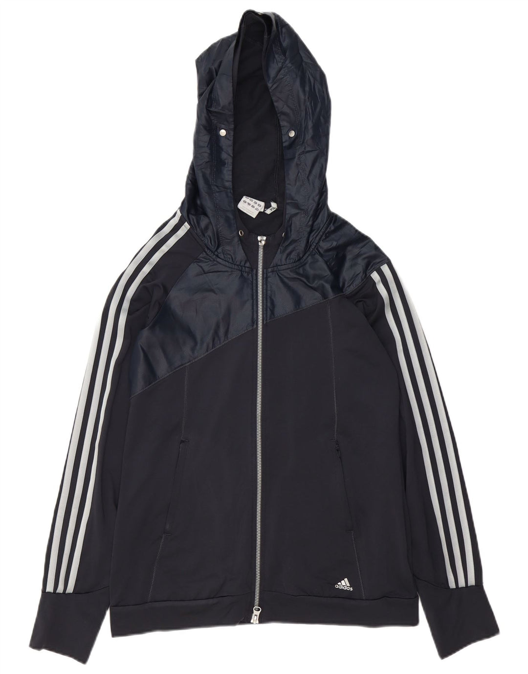 Adidas Damen Climalite Kapuzen-Trainingsanzug-Top-Jacke UK 12 Medium Marineblau