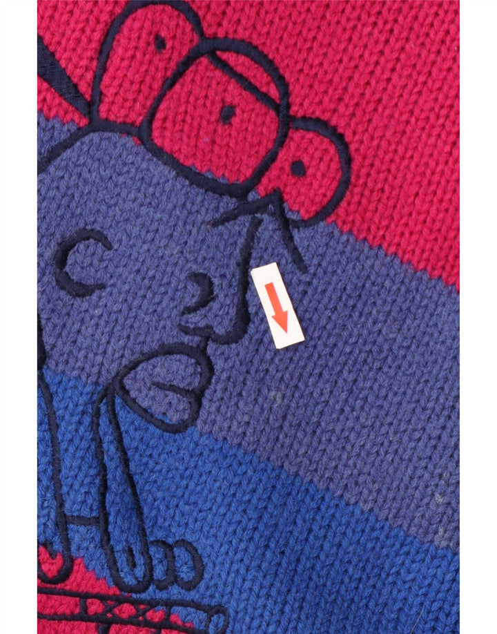 Vintage Herren Pullover mit grafischem Rundhalsausschnitt, groß, mehrfarbig gestreift