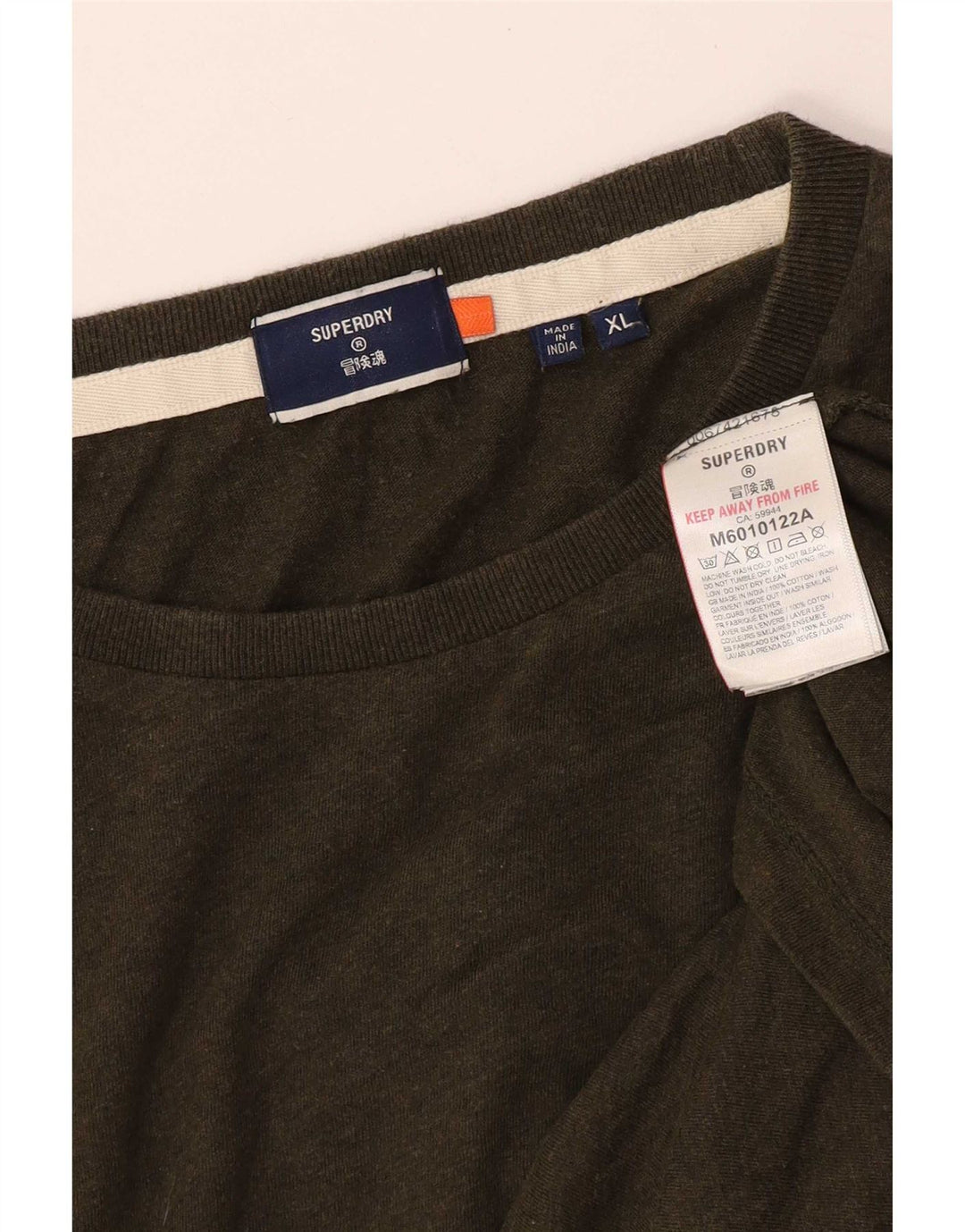 Superdry Herren-Oberteil, langärmelig, XL, Khaki, Baumwolle