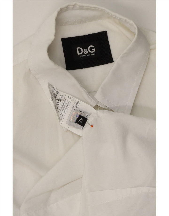 DOLCE & GABBANA Womens Shirt IT 42 Medium White Colourblock Wool Vintage Dolce & Gabbana and Second-Hand Dolce & Gabbana from Messina Hembry 