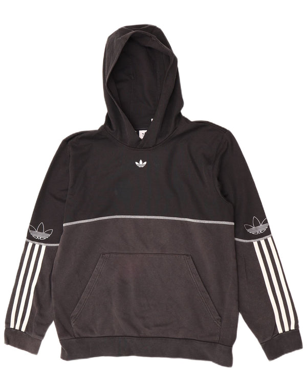 Adidas Kapuzenpullover mit Grafik für Jungen, 15–16 Jahre, schwarze Farbblock-Baumwolle